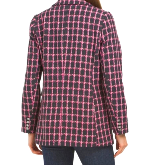 NWOT Rachel Zoe Double Breasted Plaid Blazer in pink and black size XS - Picture 2 of 7